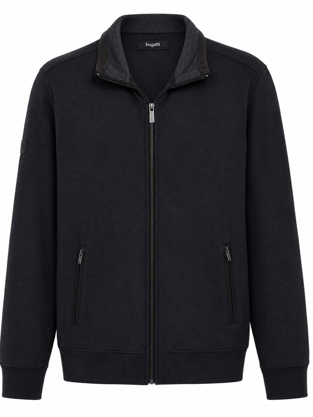 Bugatti Men’s Full Zip Knit Jacket Sweater Black Cotton Blend XL